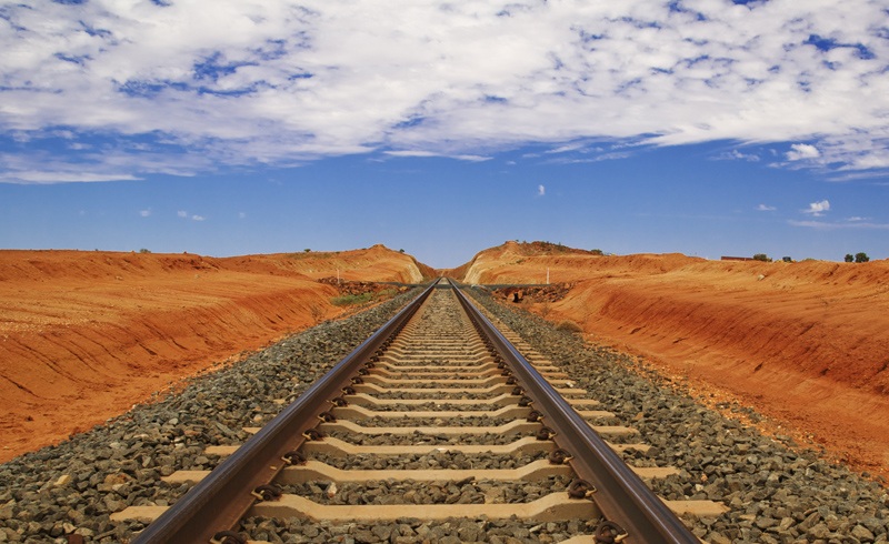 train tracks in a desert