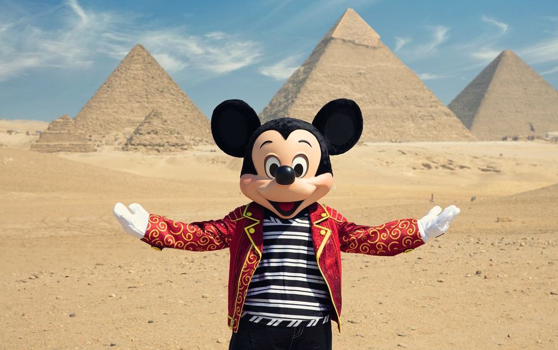 Mickey Mouse at the Great Pyramids of Giza