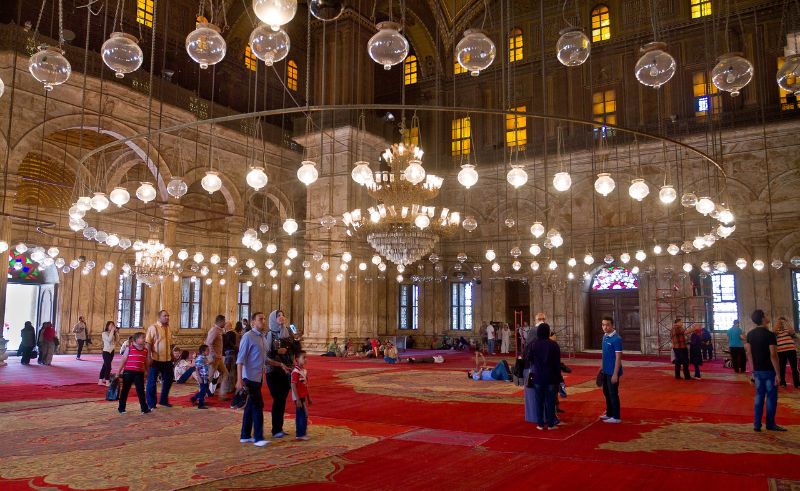 Glimmering Chandelier in Muhammad Ali Mosque Restored