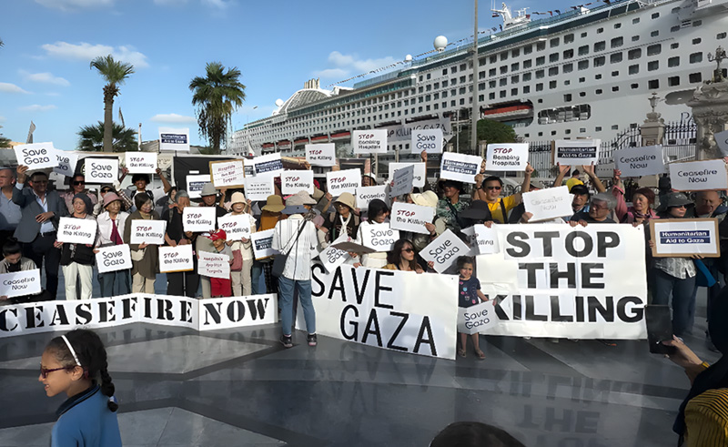 Peace Boat Docks in Port Said Calling for Ceasefire in Palestine