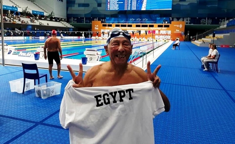 Video: 86-Year-Old Egyptian Swimmer Wins Bronze at FINA World Masters Championship
